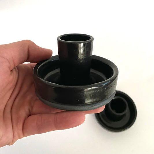 Candlestick Holder (Black Clay)